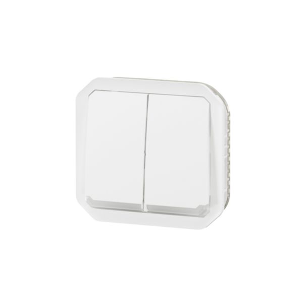 Commande double étanche pour réaliser 3 fonctions lumineuses Plexo IP55 IK08 avec enjoliveur finition blanc