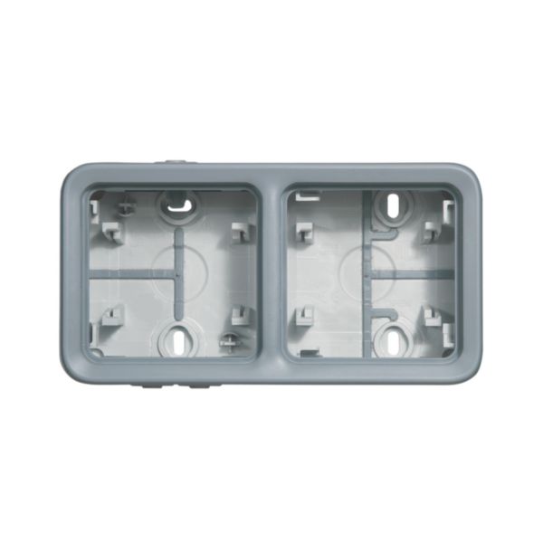 Boîtier étanche à embouts 2 postes horizontaux Plexo composable IP55 - gris