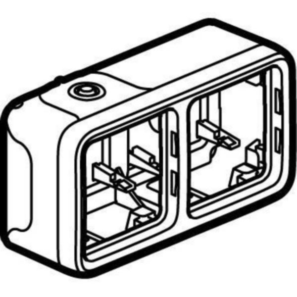 Boîtier étanche à embouts 2 postes horizontaux Plexo composable IP55 - gris