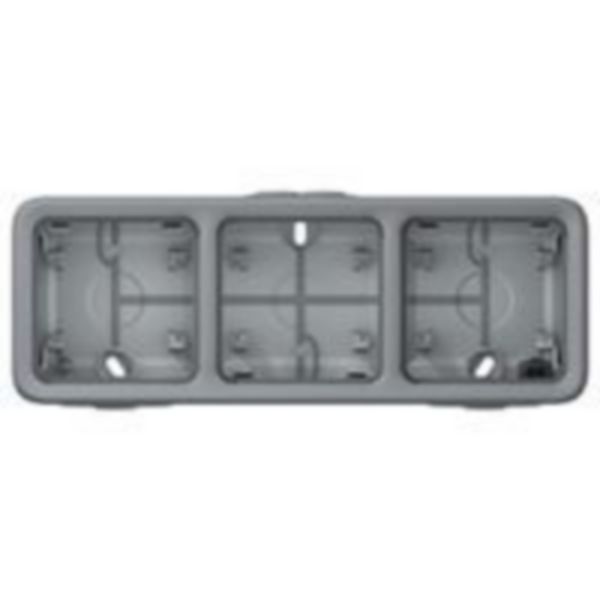 Boîtier étanche à embouts 3 postes horizontaux Plexo composable IP55 - gris