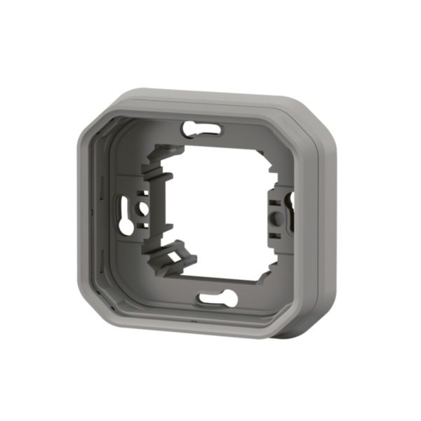 Support plaque étanche pour montage encastré 1 poste Plexo - gris
