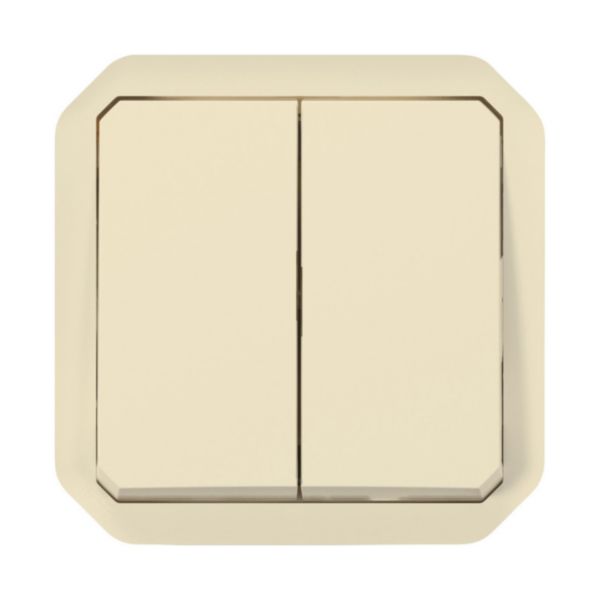 Commande double étanche pour réaliser 3 fonctions Plexo IP55 IK08 avec enjoliveur finition sable