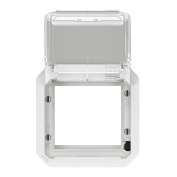 Adaptateur étanche Plexo IP55 pour fonction Mosaic - finition blanc à volet transparent