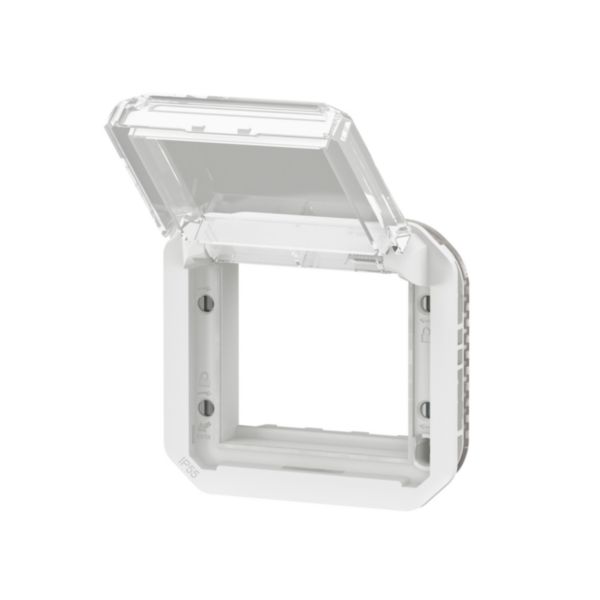 Adaptateur étanche Plexo IP55 pour fonction Mosaic - finition blanc à volet transparent