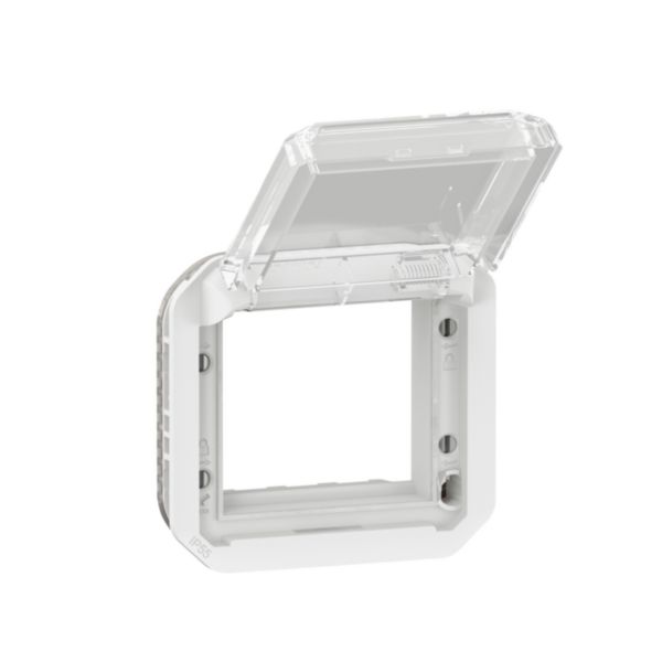 Adaptateur étanche Plexo IP55 pour fonction Mosaic - finition blanc à volet transparent