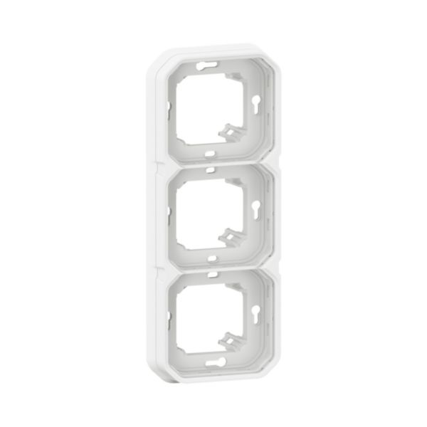 Support plaque étanche pour montage encastré 3 postes horizontaux ou verticaux Plexo - blanc