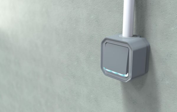 Interrupteur ou va-et-vient lumineux avec voyant étanche Plexo 10AX 250V~ IP55 IK08 avec enjoliveur finition gris