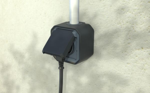 Prise de courant 2P+T étanche Plexo 16A 250V IP55 IK08 livrée complète pour fixation saillie - anthracite