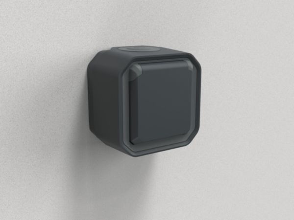 Prise de courant 2P+T étanche Plexo 16A 250V IP55 IK08 livrée complète pour fixation saillie - anthracite