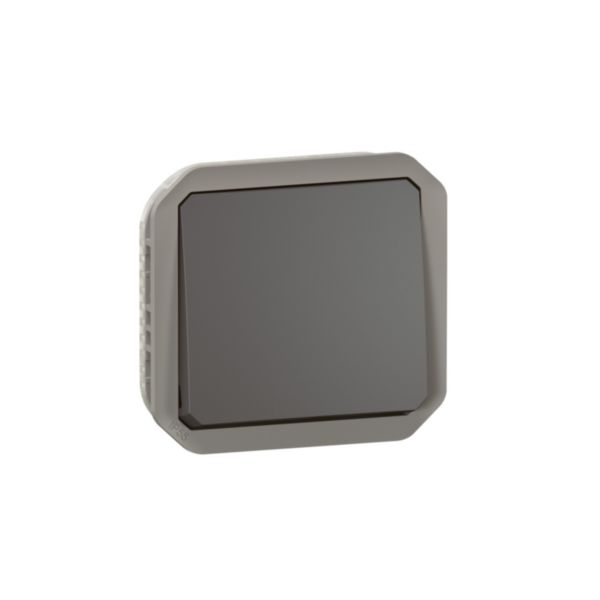 Interrupteur ou va-et-vient étanche Plexo 10AX 250V~ IP55 IK08 avec enjoliveur finition anthracite