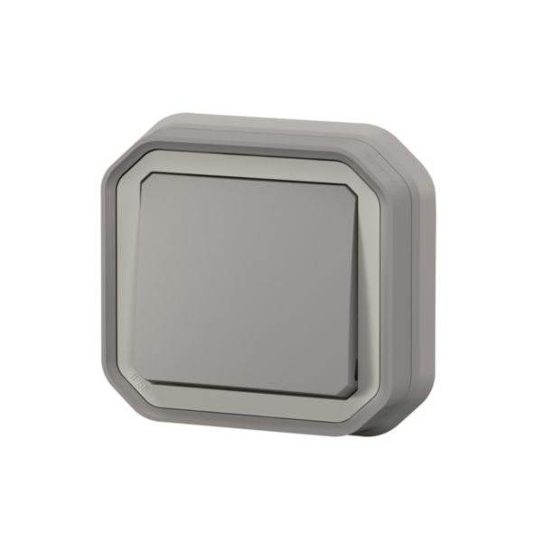 Interrupteur ou va-et-vient étanche Plexo 10AX 250V~ IP55 IK08 livré complet pour fixation en encastre - gris