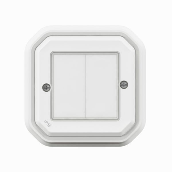 Commande double sans fils, sans pile Self-e étanche Plexo with Netatmo IP55 pour éclairage et prises - complète blanc