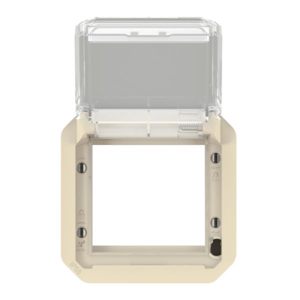 Adaptateur étanche Plexo IP55 pour fonction Mosaic - finition sable à volet transparent