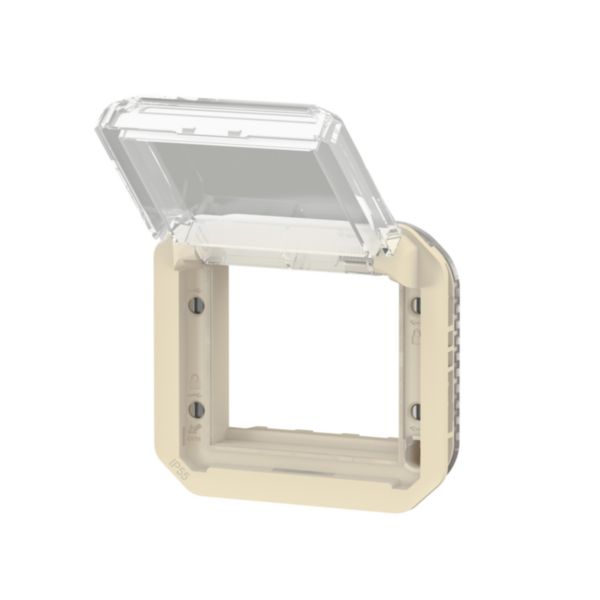 Adaptateur étanche Plexo IP55 pour fonction Mosaic - finition sable à volet transparent