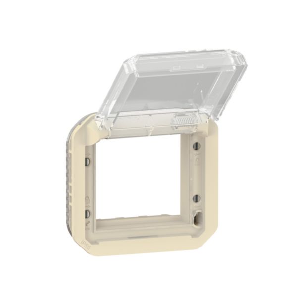 Adaptateur étanche Plexo IP55 pour fonction Mosaic - finition sable à volet transparent