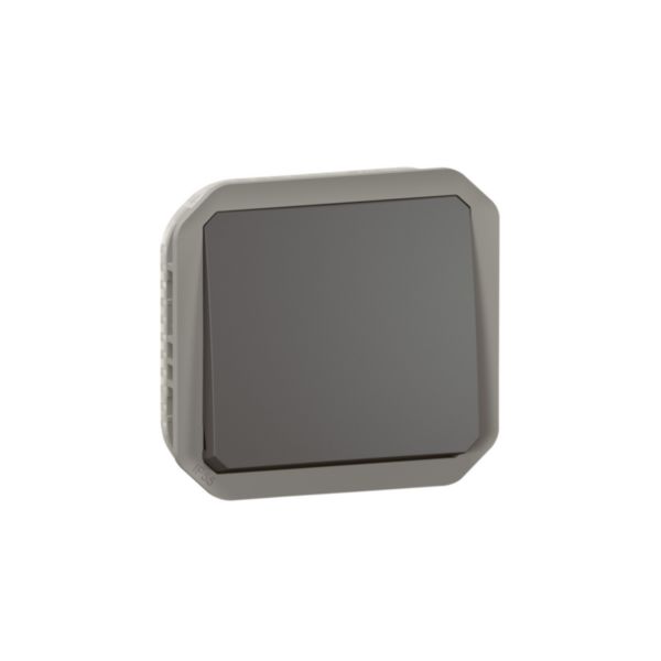 Poussoir NO-NF étanche Plexo 10A IP55 IK08 avec enjoliveur finition anthracite