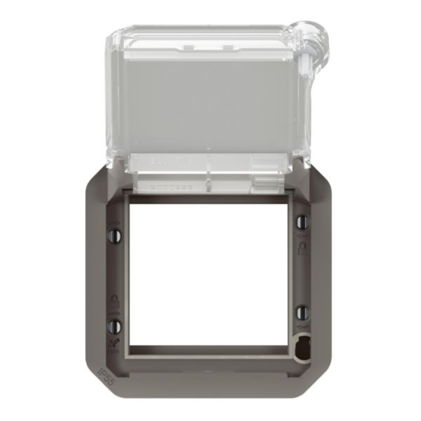 Adaptateur étanche Plexo IP55 pour fonction Mosaic - verrouillable par outil finition anthracite à volet transparent