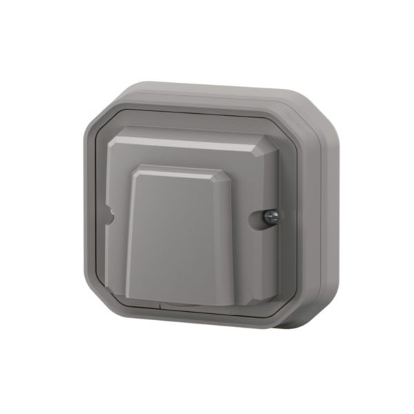 Sortie de câble étanche avec bornier Plexo 20A IP55 livrée complète pour fixation en encastré - gris