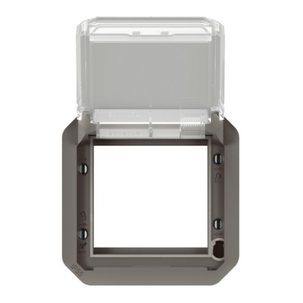 Adaptateur étanche Plexo IP55 pour fonction Mosaic - finition anthracite à volet transparent