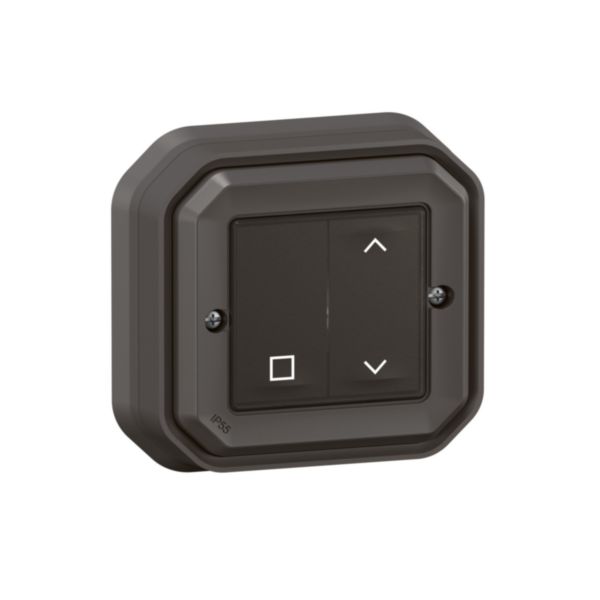 Commande sans fils, sans pile Self-e étanche Plexo with Netatmo IP55 pour volets roulants - complète anthracite