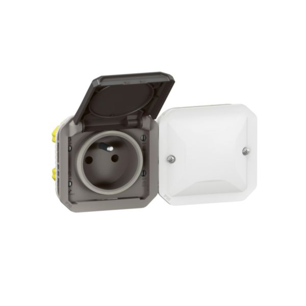 Prise de courant 2P+T connectée étanche Plexo with Netatmo IP55 16A 3680W 2 postes - à équiper anthracite