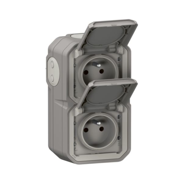 Double prise de courant avec terre étanche précâblée avec volet Plexo 16A 250V livrée complète pour montage en apparent vertical gris - Page 13