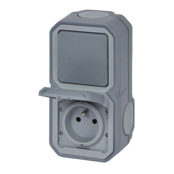 Va et vient étanche LEGRAND Plexo encastré gris IP55 - 069811