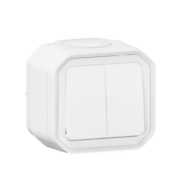 Commande pour fonction double interrupteur ou va-et-vient 10A ou poussoir 10A étanche Plexo complet pour montage en apparent blanc - Page 3