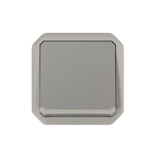 Interrupteur ou va-et-vient lumineux étanche Plexo 10A à équiper d'un boitier ou plaque support finition gris
