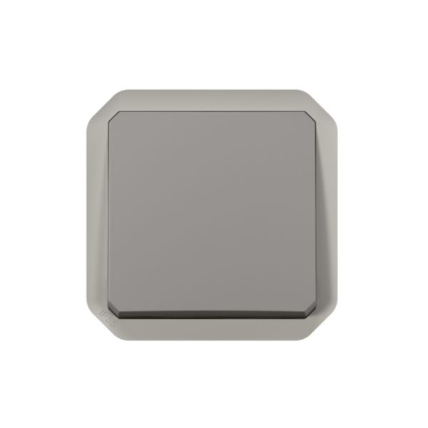 Poussoir simple étanche Plexo 10A à équiper d'un boitier ou d'une plaque support finition gris
