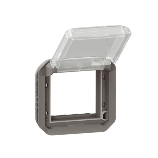 Adaptateur étanche à volet transparent Plexo pour intégration de fonctions Mosaic 2 modules finition anthracite