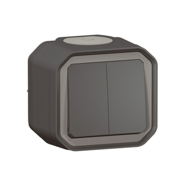 Commande pour fonction double interrupteur ou va-et-vient 10A ou poussoir 10A étanche Plexo complet pour montage en apparent anthracite - Page 3