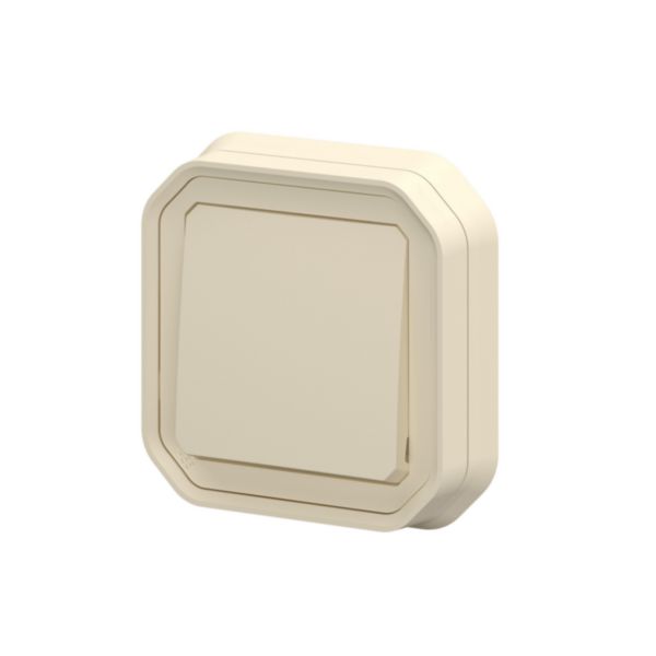 Interrupteur ou va-et-vient étanche Plexo 10AX livré complet pour montage en encastré Beige