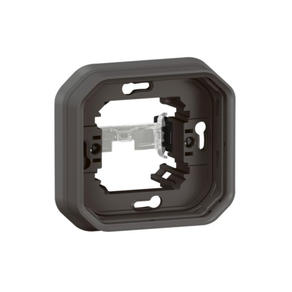 Support plaque étanche 1 poste Plexo pour montage en encastré des mécanismes composables - anthracite