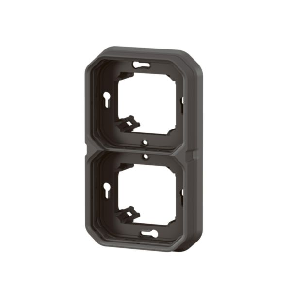 Support plaque étanche 2 postes Plexo pour montage horizontal ou vertical en encastré des fonctions composables - anthracite
