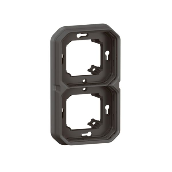 Support plaque étanche 2 postes Plexo pour montage horizontal ou vertical en encastré des fonctions composables - anthracite