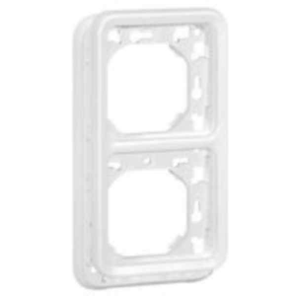 Support étanche plaque 2 postes verticaux Plexo composable IP55 - blanc Artic antimicrobien