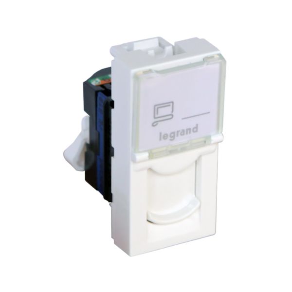 Prise RJ45 catégorie 6 UTP Mosaic 1 module - blanc antimicrobien