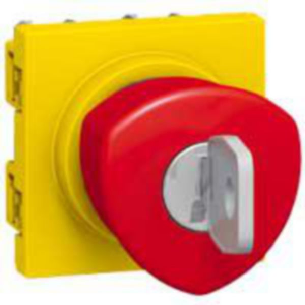 Poussoir coup de poing arrêt d'urgence Mosaic 2 modules NO+NF 3A 250V~ déverrouillable par clé - rouge et jaune