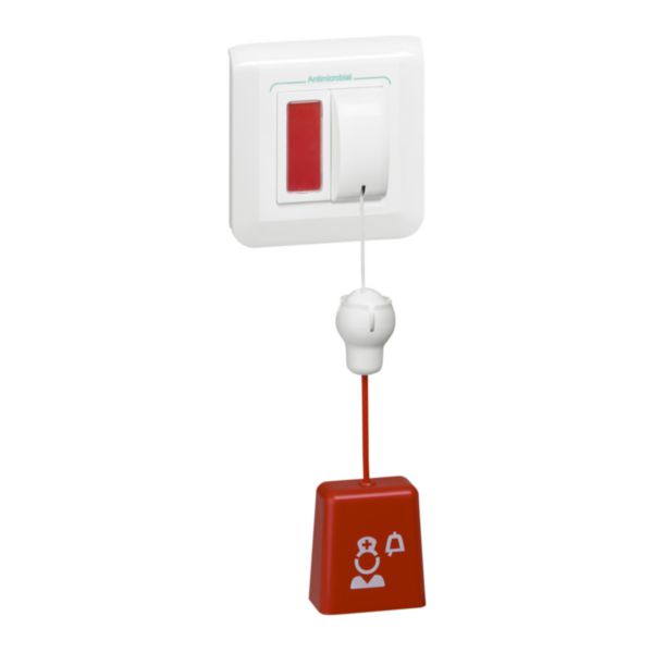Bloc d'appel sanitaire avec poussoir à tirette verticale et voyant à LED Mosaic avec plaque