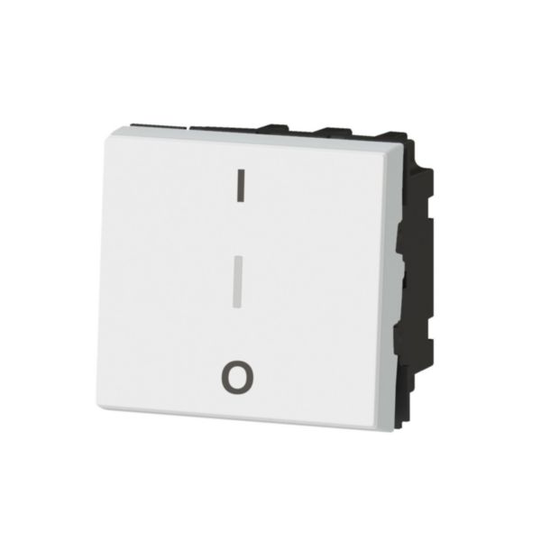 Interrupteur bipolaire avec borne pour repiquage neutre 10AX 250V~ Mosaic 2 modules - blanc