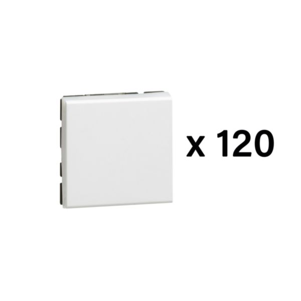 Interrupteur ou va-et-vient 10AX 250V~ Mosaic Easy-Led 2 modules - blanc lot de 120