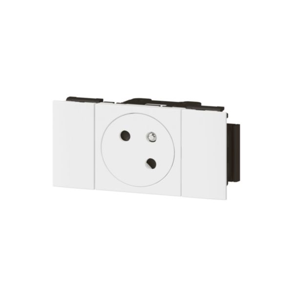 Prise de courant 2P+T Surface Soluclip pour goulotte Mosaic à clippage direct 2 modules - blanc