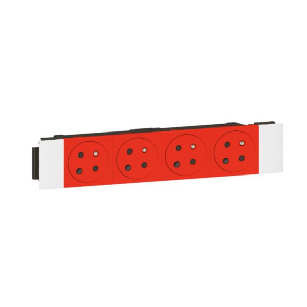 Quadruple prise de courant 2P+T Surface à détrompage Soluclip pour goulotte Mosaic à clippage direct 8 modules - rouge - Page 2