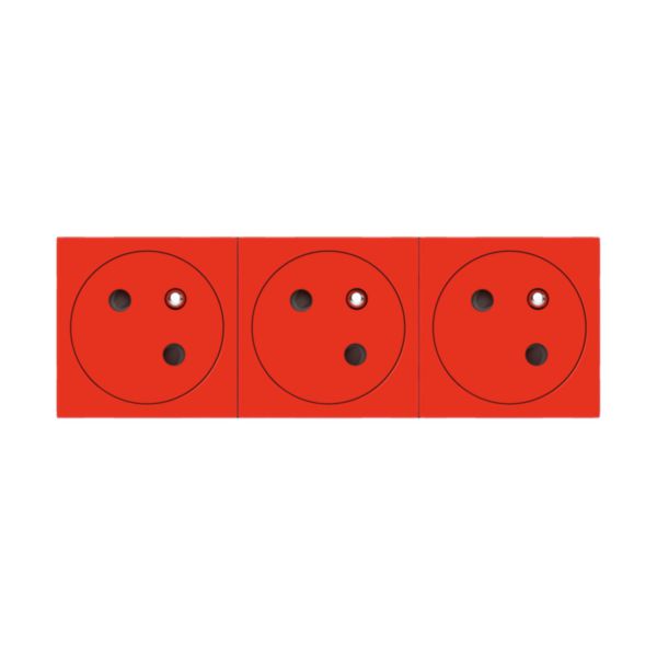 Triple prise de courant 2P+T Surface Mosaic Link raccordement latéral 6 modules - rouge