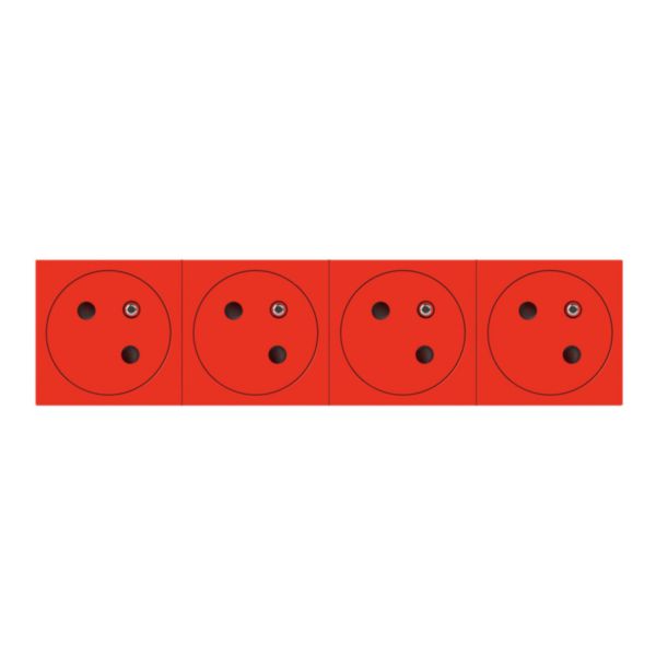 Quadruple prise de courant 2P+T Surface Mosaic Link raccordement latéral 8 modules - rouge