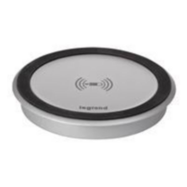 Prêt à poser chargeur sans fils induction 5W à intégrer dans mobilier Ø80mm IP44 IK08 - couleur alu