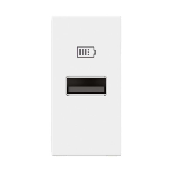 Prise USB Type-A Mosaic 3A 15W pour boite de sol, bloc bureau et goulotte - 1 module blanc