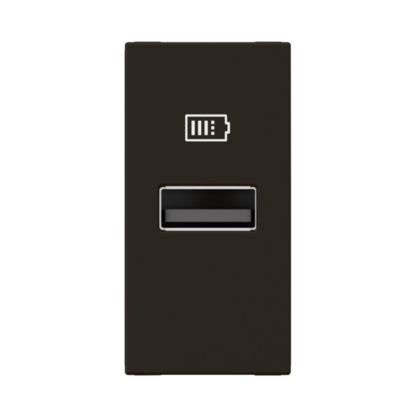 Prise USB Type-A Mosaic 3A 15W pour boite de sol, bloc bureau et goulotte - 1 module noir mat