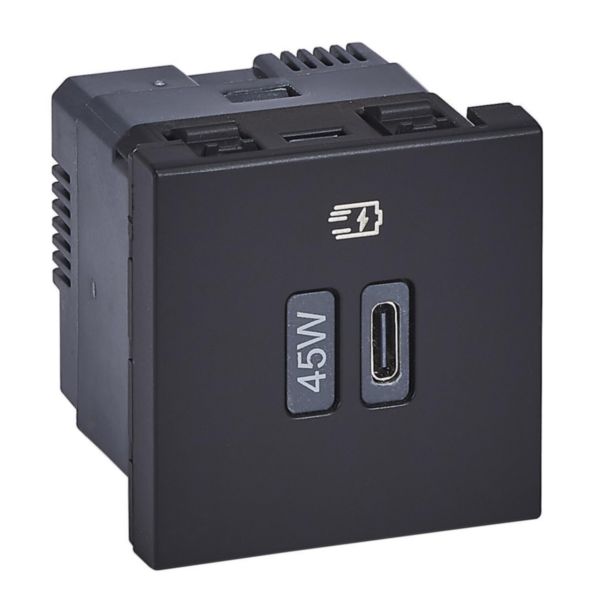 Prise USB Type-C 45W Power Delivery Mosaic 1 module 230V - noir